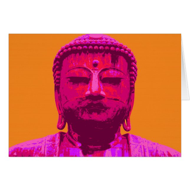 PopkonstBuddha rosor och orange Hälsningskort (Framsidan Horizontal)