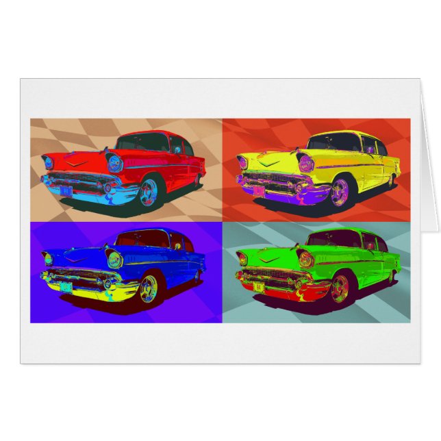 PopkonstChevy Belair illustration Hälsningskort (Framsidan Horizontal)