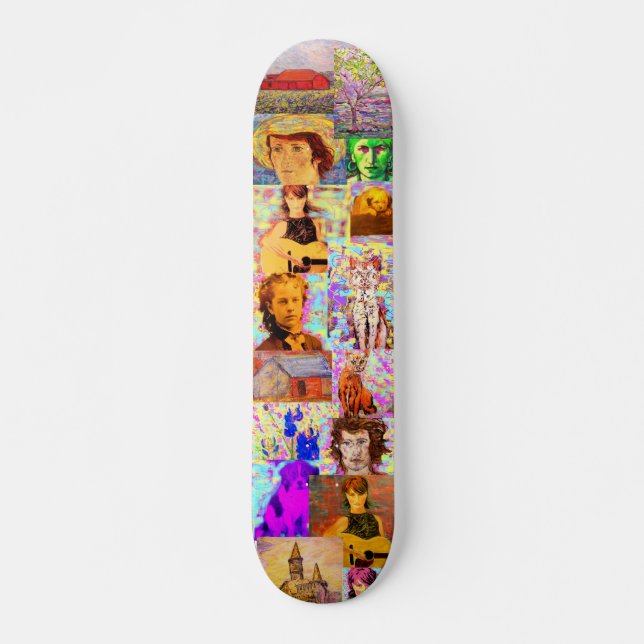 popkonstcollage skateboard bräda 19,5 cm (Framsida)