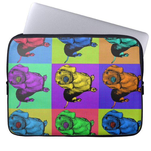 Popkonstdachsunden Doxie Panels Mång--Färg Popart Laptop Sleeve (Framsidan)