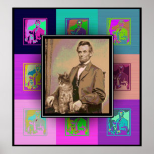 Popkonsten Abraham Lincoln och hans katt "Dixie ", Poster