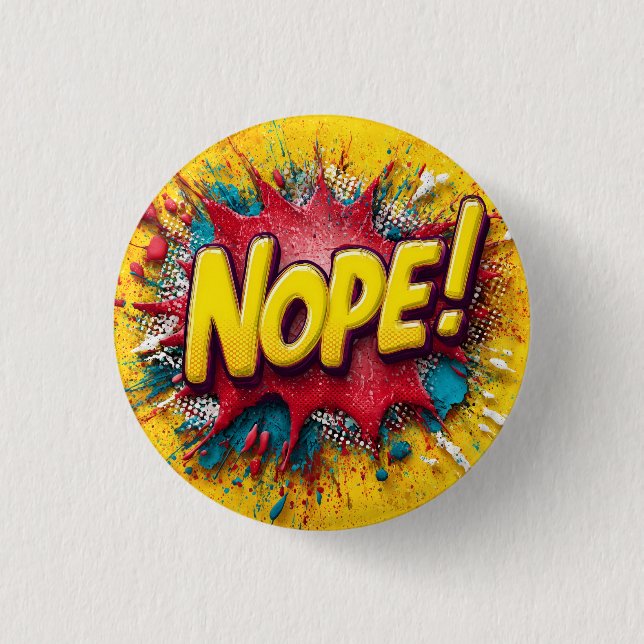 Popkonstillustration med fet gul 'NOPE' Knapp (Framsida)