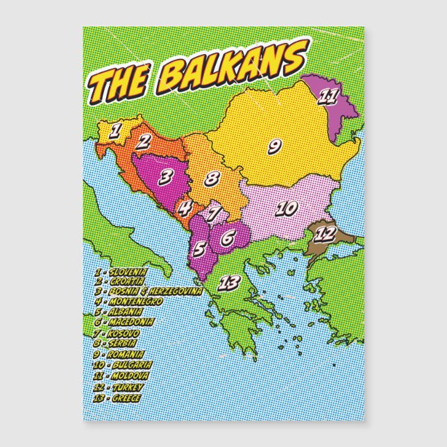 Popkonstillustrerad Balkan-karta (Framsida)