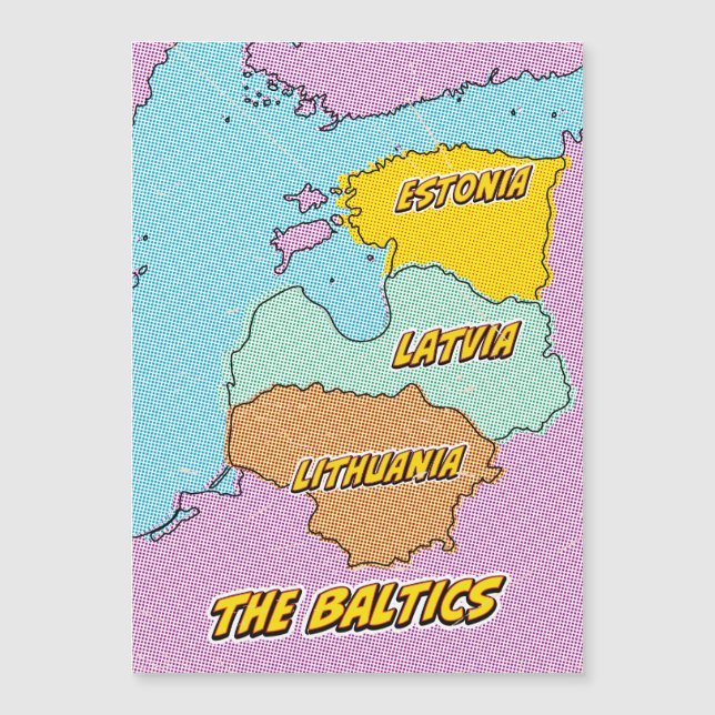 Popkonstillustrerad karta över baltstaterna (Framsida)