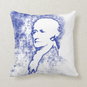 Popkonstporträtt Alexander Hamilton i blått Kudde