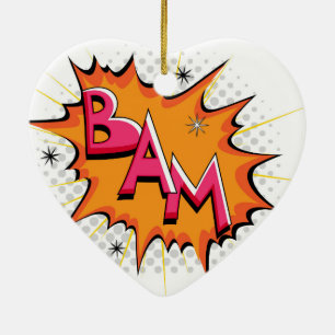 Popkonsttecknad Bam! Julgransprydnad Keramik