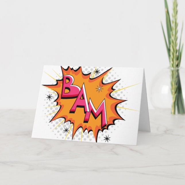 Popkonsttecknad Bam! Kort (Framsida)