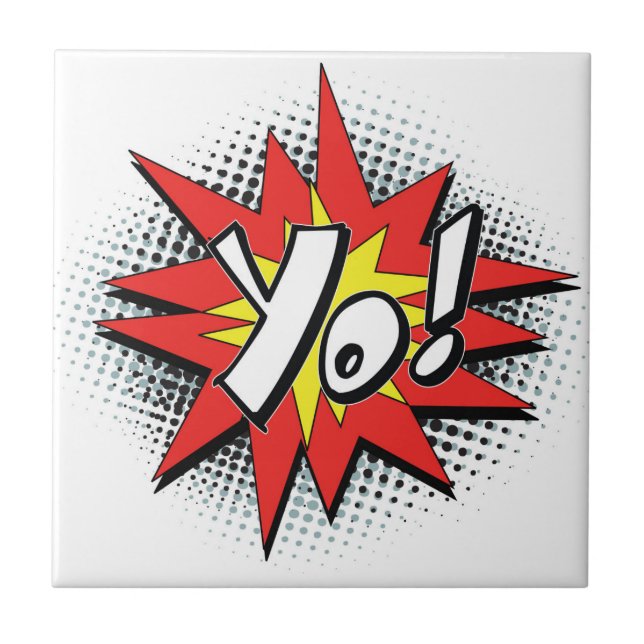 Popkonsttecknad Yo! Kakelplatta (Framsidan)