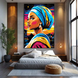 Popkonstversion av Flickan med pärlörhänge Canvastryck