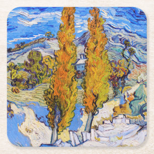 Poplarerna på Saint-Rémy, Van Gogh Underlägg Papper Kvadrat