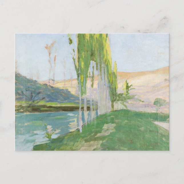 Poplars Growing nära ett vattendrag Vykort (Framsida)