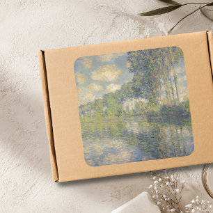 Poplars on Epte - Monet Fyrkantigt Klistermärke