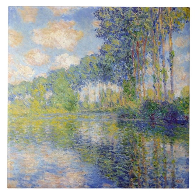 Poplars på floden Epte (av Claude Monet) Kakelplatta (Framsidan)
