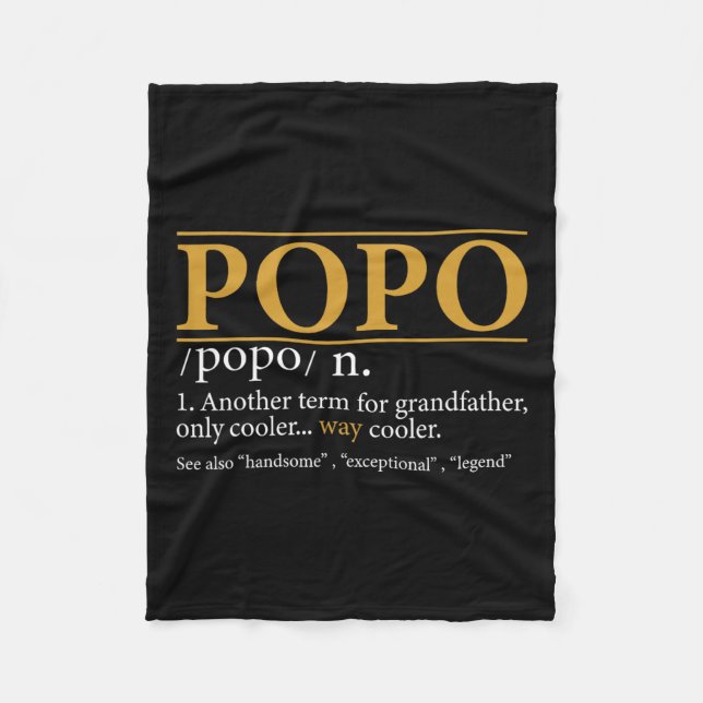 Popo Definition Fars dag Gift Grandpa Gift Fleecefilt (Framsidan)
