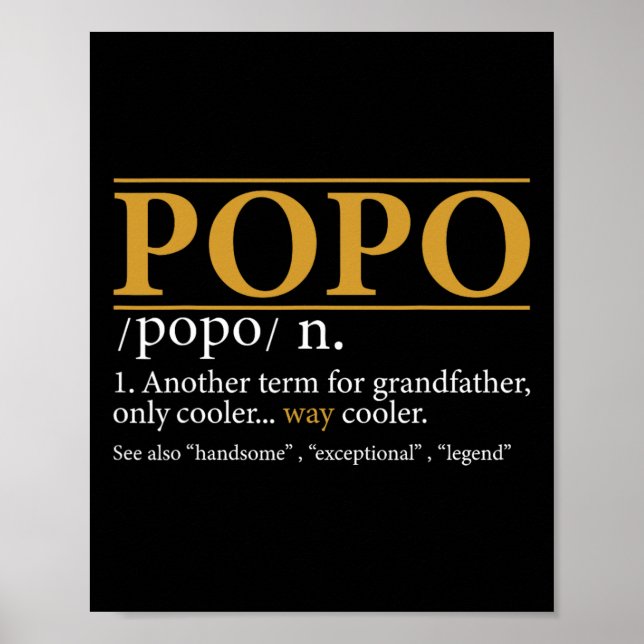 Popo Definition Fars dag Gift Grandpa Gift Poster (Framsidan)