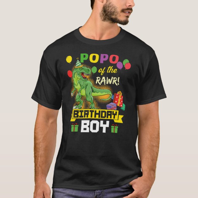 Popo of the Birthday Boy Dinosaur Celebration Grap T Shirt (Framsida)