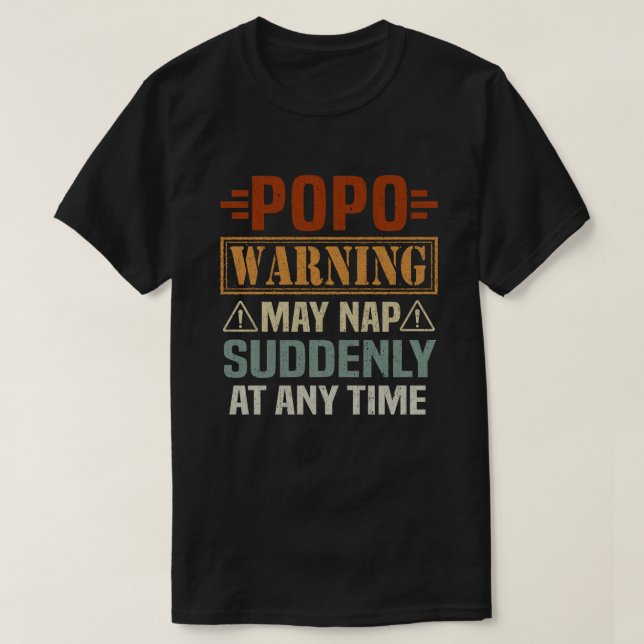 Popo-varningen kan när som helst plötsligt falla - t shirt (Design framsida)