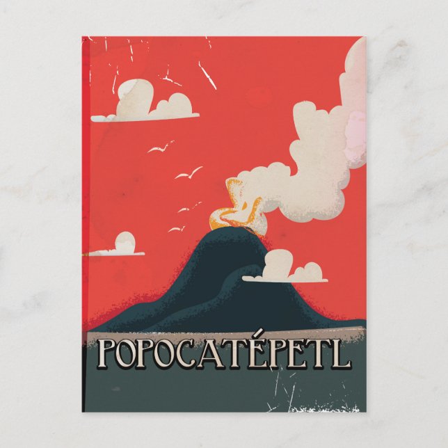Popocatépetl Volcano Travel Poster Vykort (Framsida)