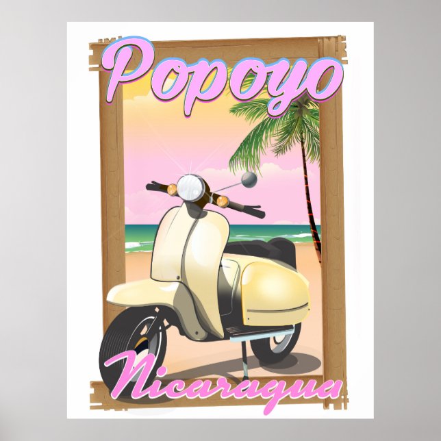 Popoyo Nicaragua-bokaffisch för strandresor Poster (Framsidan)