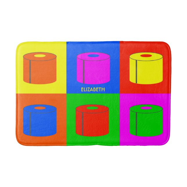 Popp Art Retro Psychedelic Toilet Papprare Vibrant Badrumsmatta (Framsidan)