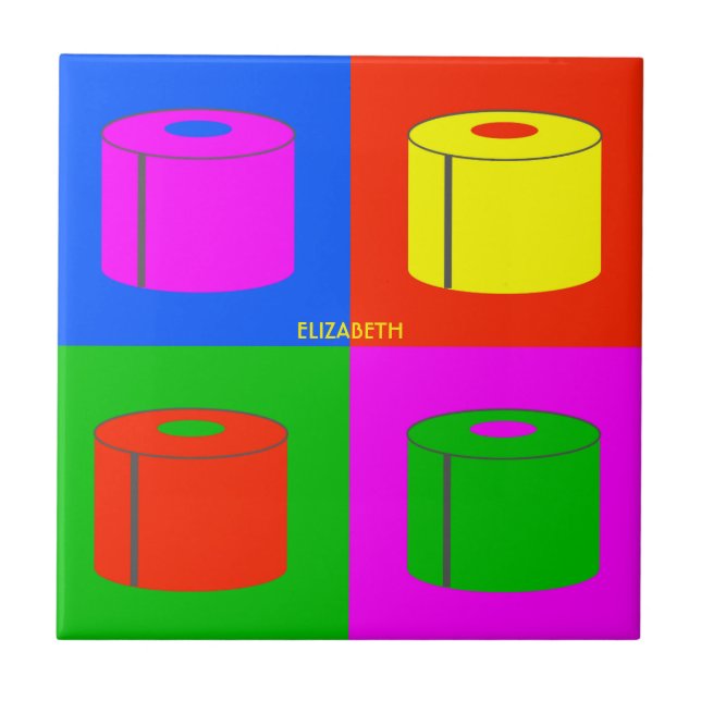 Popp Art Retro Psychedelic Toilet Papprare Vibrant Kakelplatta (Framsidan)