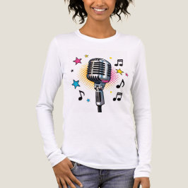 Popp-mikrofon med färgglada stjärnor och musiknote t shirt