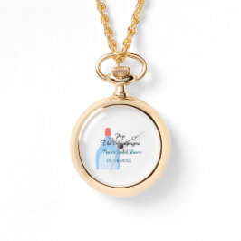 Poppa champagne blå bröllopsdusch lägg till namn d armbandsur