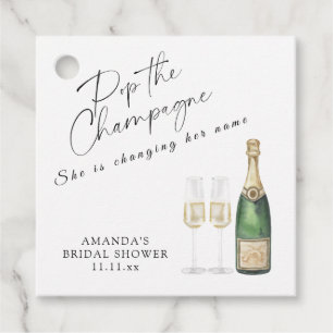 Poppa champagne Bröllopsdusch Gåvor Etiketter