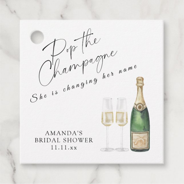 Poppa champagne Bröllopsdusch Gåvor Etiketter (Framsida)
