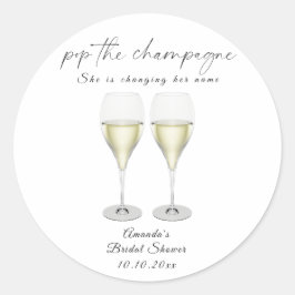 Poppa champagne Bröllopsfest Runt Klistermärke