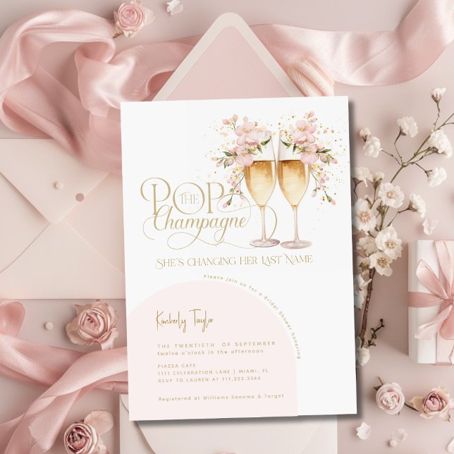 Poppa Champagne Elegant Rosa Bröllopsdusch Inbjudningar (Skapare uppladdad)