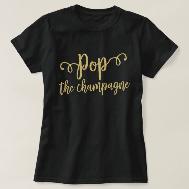 Poppa champagne förlovningsfirande t shirt (Design framsida)