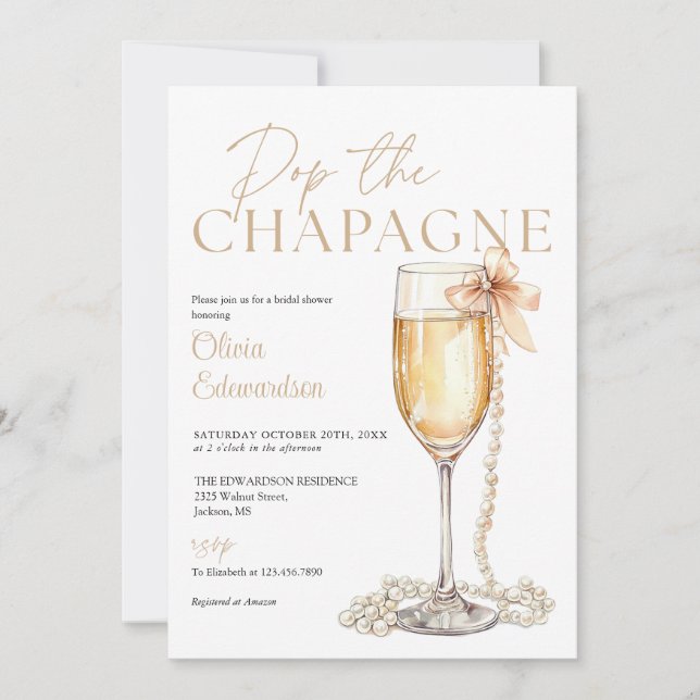 Poppa Champagne Foto QR-kod Bröllosdusch Inbjudningar (Framsida)
