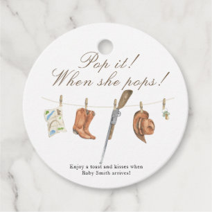Poppa den när hon poppar! - Hunter Baby shower Gåvor Etiketter