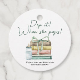 Poppa den när hon poppar! Ny kapitel Baby Shower Gåvor Etiketter