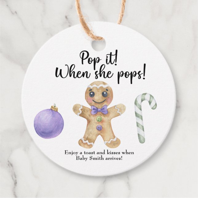 Poppa den när hon poppar! Pepparkaksgubbe Gåvor Etiketter (Framsida)