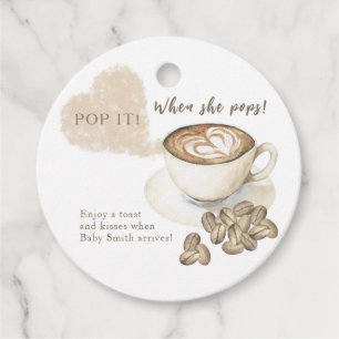 Poppa det när hon poppar! Kaffe baby shower Gåvor Etiketter