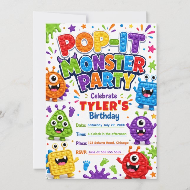 Poppa Det söta monster födelsedagsfest Inbjudningar (Framsida)