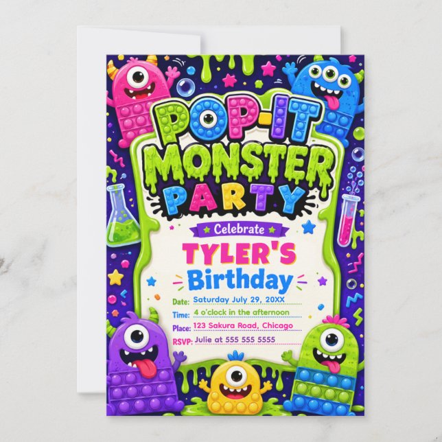 Poppa Det Søta Monster Födelsedagsfest Inbjudningar (Framsida)