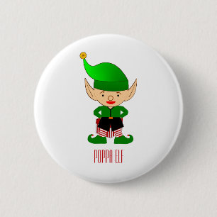 Poppa Elf jul Helgdag Button Pin Knapp