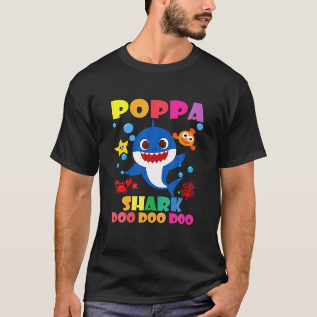 Poppa Shark Doo Doo Funny Baby Mamma pappa Kids T Shirt (Framsida)