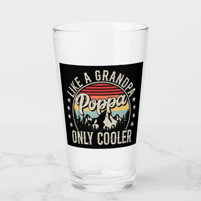Poppa som en "Grandpa Only Cooler Retro Drinking" Glaskopp (Framsida)