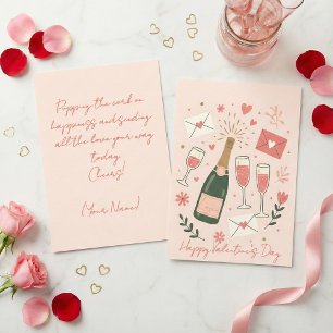 Poppande kork Champagne-tost Alla hjärtans dag Julkort
