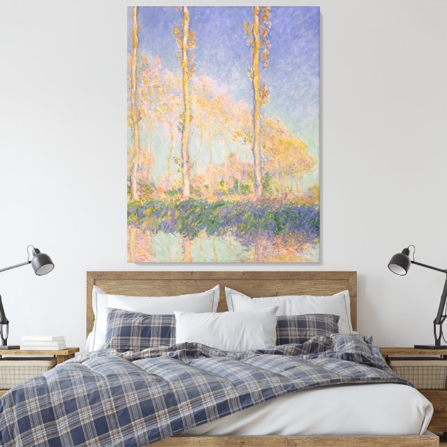 Poppelträd, impressionistiskt landskap, Claude Mon Canvastryck (Insitu (sovrum))