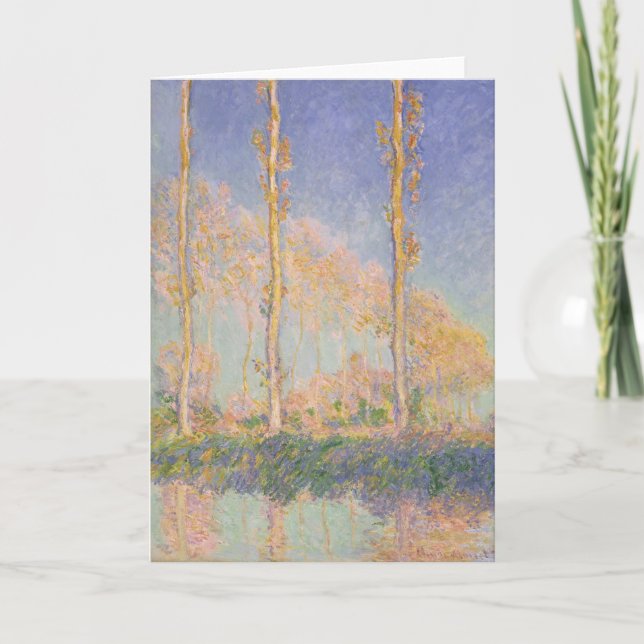 Poppelträd, impressionistiskt landskap, Claude Mon Kort (Framsida)