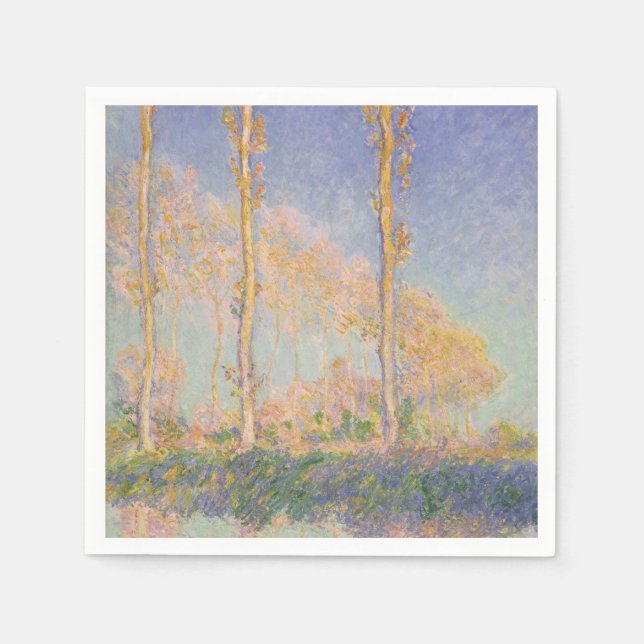Poppelträd, impressionistiskt landskap, Claude Mon Pappersservett (Framsidan)