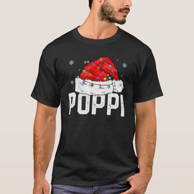 Poppi Claus Funny Julafton Family Matching Grandpa T Shirt (Framsida)