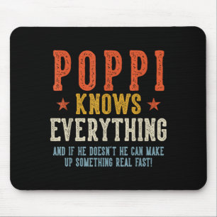 Poppi vet allt fars dag retro vintage musmatta