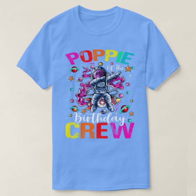 Poppie Birthday Crew Astronaut Space Planets T Shirt (Design framsida)