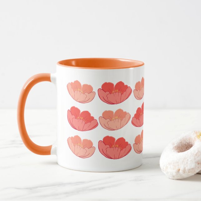 Poppies 11 oz Orange White Ceramic Mugg (Med munk)